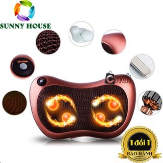 [ ] Gối massage hồng ngoại 8 bi, gối massage cổ vai gáy đa năng - Sunny House