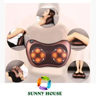 [ ] Gối massage hồng ngoại 8 bi, gối massage cổ vai gáy đa năng - Sunny House