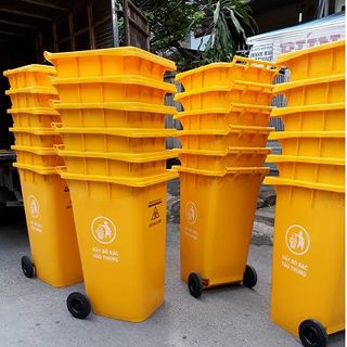 Thùng đựng rác nhựa 240 lít màu vàng giá rẻ