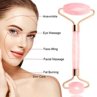 Cây lăn massage thạch anh hồng