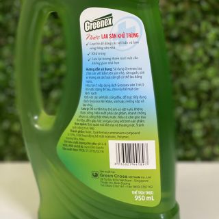 LAU SÀN KHỬ TRÙNG GREENEX HƯƠNG TƯƠI MÁT - chai 950ml