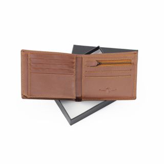 Bóp ví da nam AT Leather H71 màu vàng bò - bóp da bò thật