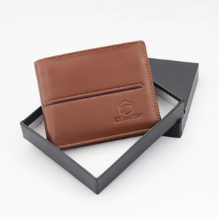 Bóp ví da nam AT Leather H71 màu vàng bò - bóp da bò thật