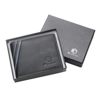 Bóp ví da bò nam AT Leather 060 màu đen - bóp da bò thật