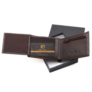 Bóp ví da nam AT Leather 049 màu nâu- bóp da bò thật