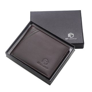 Bóp ví da bò nam AT Leather 060 màu nâu - bóp da bò thật