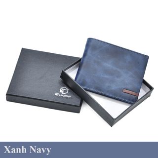 Bóp ví da nam AT Leather 063 màu navy - bóp da bò thuộc highlight