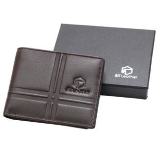 Bóp ví da nam AT Leather 048 màu nâu - bóp da bò thật