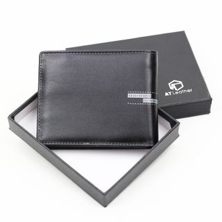 Bóp ví da nam AT Leather 058 màu đen - bóp da bò thật