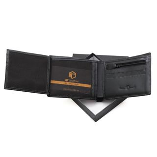Bóp ví da nam AT Leather H71 màu đen - bóp da bò thật