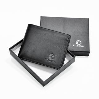 Bóp ví da nam AT Leather HIT màu đen- bóp da bò thật