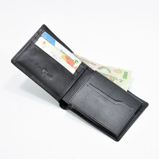 Bóp ví da nam AT Leather HIT màu đen- bóp da bò thật