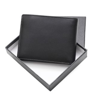 Bóp ví da nam AT Leather 049 màu đen- bóp da bò thật