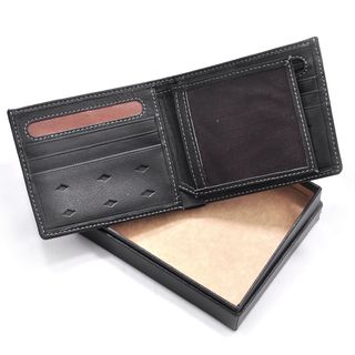 Bóp ví da nam AT Leather 080 màu đen - bóp da bò thật