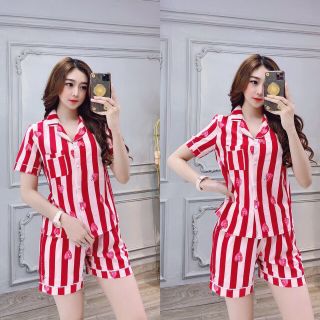 Set pizama lua tay ngắn quần đùi cao cấp