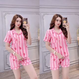 Set pizama lua tay ngắn quần đùi cao cấp