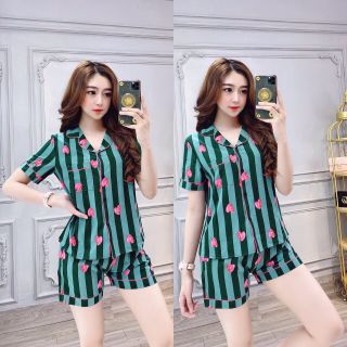 Set pizama lua tay ngắn quần đùi cao cấp