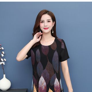 ĐẦM SUÔNG HỌA TIẾT HÌNH LÁ 01605S