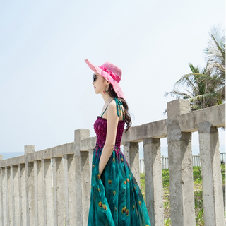 ĐẦM MAXI HỌA TIẾT CHIM CÔNG 01360S