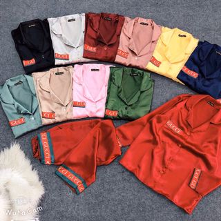 Set pizama phi lụa tay dài hàng cao cấp