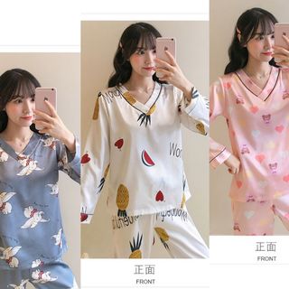 Bộ Đồ ngủ pijama nữ quần dài tay dài chất lụa cao cấp giá sỉ