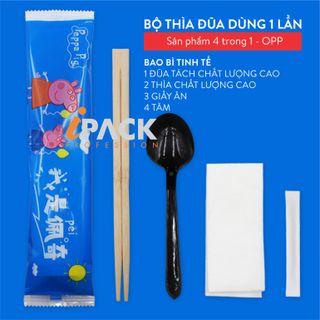 Bộ thìa đũa dùng 1 lần - Bộ thìa đũa mang đi 4 in 1 OPP