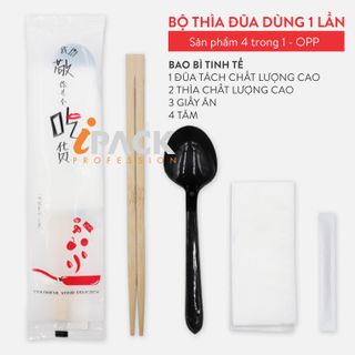Bộ thìa đũa dùng 1 lần - Bộ thìa đũa mang đi 4 in 1 OPP