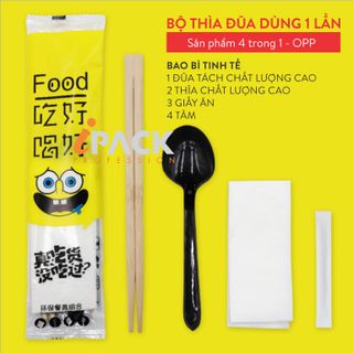 Bộ thìa đũa dùng 1 lần - Bộ thìa đũa mang đi 4 in 1 OPP