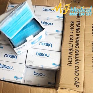Khẩu trang y tế 4 lớp kháng khuẩn Bisou hộp 50 cái
