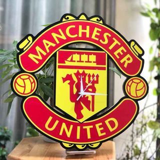Đồng Hồ Treo Tường Gỗ Khắc Hình Logo CLB Manchester United -MU giá sỉ