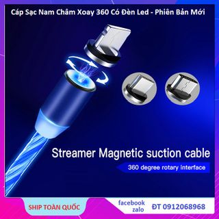Cáp sạc nam châm 3 đầu phát sáng