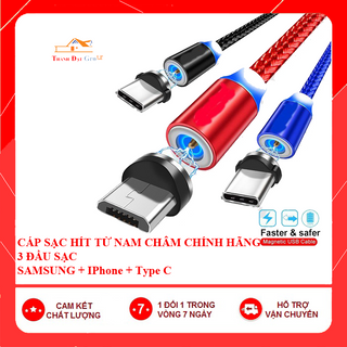 Cáp sạc nam châm 3 đầu dây dù