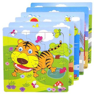 Tranh Ghép Hình 9 Mảnh Ghép Chủ Đề Động Vật Và Phương Tiện Giao Thông