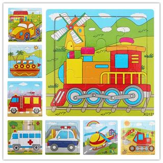 Tranh Ghép Hình 9 Mảnh Ghép Chủ Đề Động Vật Và Phương Tiện Giao Thông