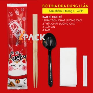Bộ thìa đũa dùng 1 lần - Bộ thìa đũa mang đi 4 in 1 OPP