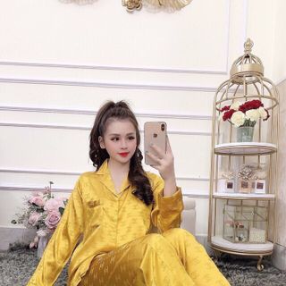 Set pizama satin lụa tay dài cao cấp
