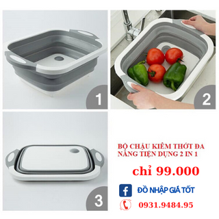 Bộ THAU và THỚT GẤP gọn 2 TRONG 1