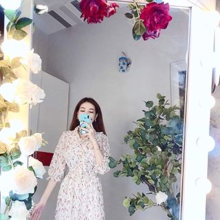 Đầm hoa tay dài cao cấp