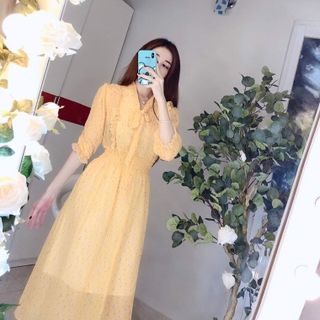 Đầm hoa tay dài cao cấp