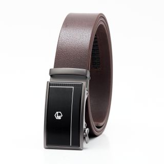 Thắt lưng dây nịt da bò AT Leather M4-06 màu nâu khóa tự động