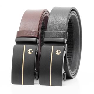 Thắt lưng dây nịt da bò AT Leather M4-04 màu nâu khóa tự động