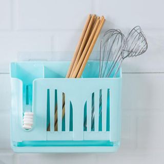 Hộp đựng đũa muỗng có lỗ thoát nước dán treo tường