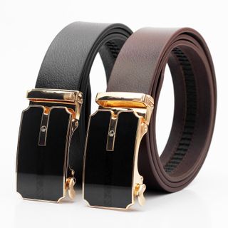 Thắt lưng dây nịt da bò AT Leather M4-02 màu đen khóa tự động