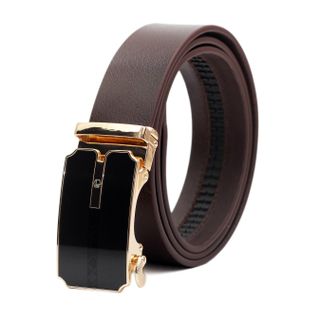 Thắt lưng dây nịt da bò AT Leather M4-02 màu nâu khóa tự động