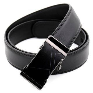 Thắt lưng dây nịt da bò AT Leather P111 màu đen khóa tự động