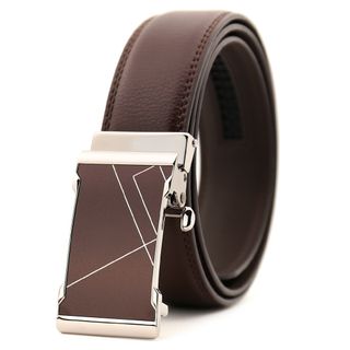 Thắt lưng dây nịt da bò AT Leather P111 màu nâu khóa tự động