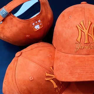 Mũ nón thời trang thể thao lưỡi trai Snapback NY, Yankes vải nhung da lộn màu cam giá sỉ