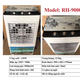 QUẠT HƠI NƯỚC 40L Model RH-9000 MÔ TƠ 100% ĐỒNG NGUYÊN CHẤT