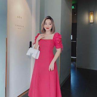 ĐẦM XÒE CỔ VUÔNG TAY LỞ DÚN RÚT DÂY