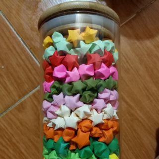Lọ thuỷ tinh hình trụ nắp gỗ đựng được 500 sao
